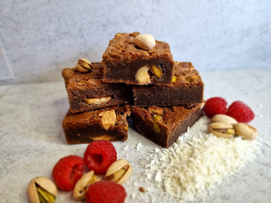 Raspberry White Chocolate and Pistachio - Buttermere Brownies